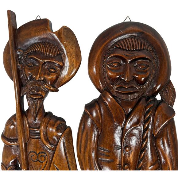 Vintage Hand Carved Wood Wall Art Spoon & Fork Set 26" & 30" Folk Decor - Picture 4 of 9